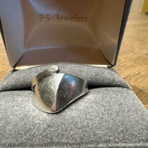 Vintage Israel 925 Sterling Silver Modernist Geometric Ring Size 6.5”